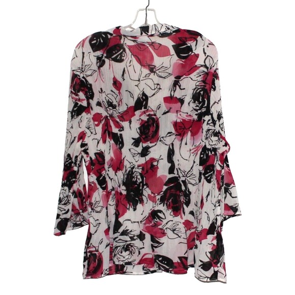 Fashion Bug Blouse Sz 22/24 Accordion Pleated V Neck Bell Sleeves Floral - Picture 5 of 8